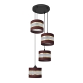 Hanglamp aan een koord HELEN 4xE27/15W/230V bruin/zwart/gouden