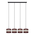 Hanglamp aan een koord HELEN 4xE27/15W/230V bruin/zwart/gouden