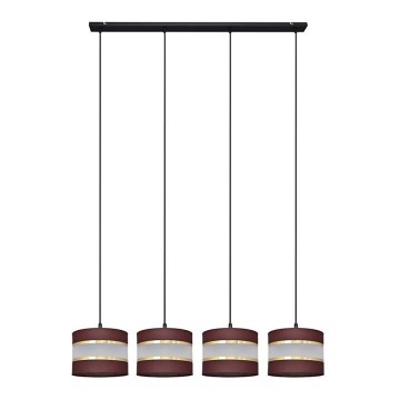 Hanglamp aan een koord HELEN 4xE27/15W/230V bruin/zwart/gouden