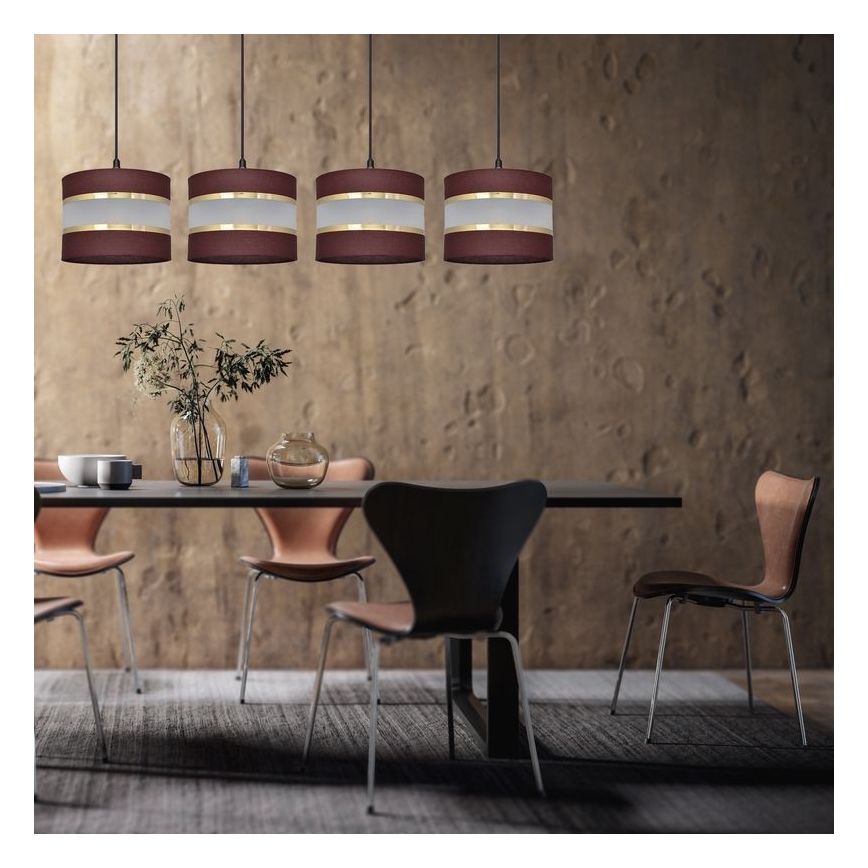 Hanglamp aan een koord HELEN 4xE27/15W/230V bruin/zwart/gouden