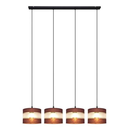Hanglamp aan een koord HELEN 4xE27/15W/230V bruin/zwart/gouden