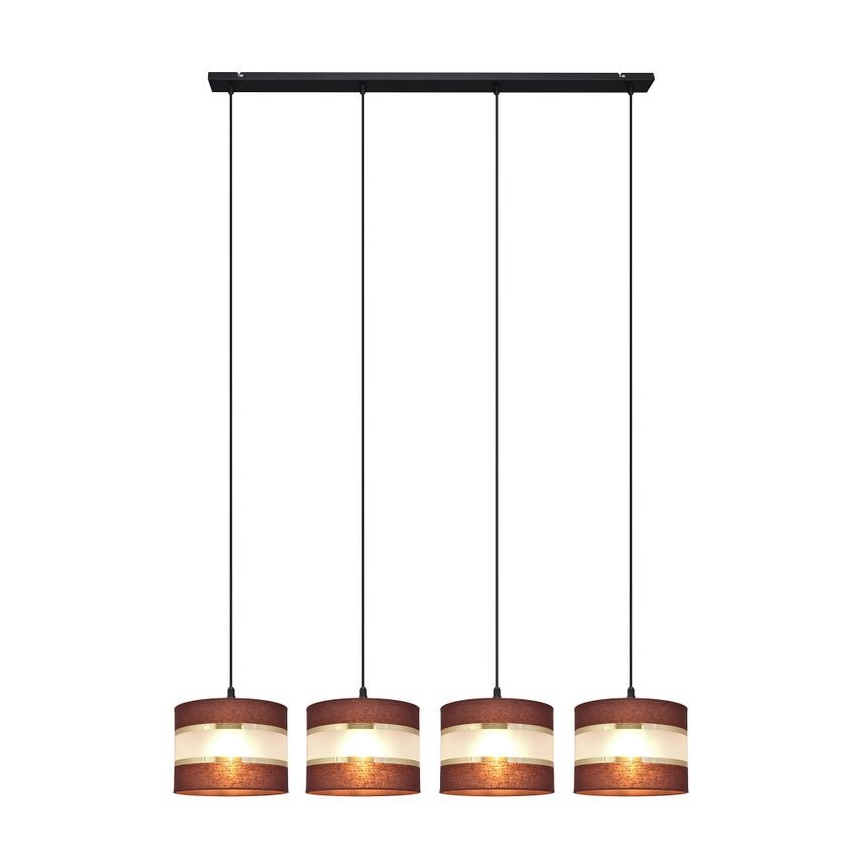 Hanglamp aan een koord HELEN 4xE27/15W/230V bruin/zwart/gouden