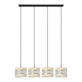 Hanglamp aan een koord HELEN 4xE27/15W/230V crème/zwart/gouden