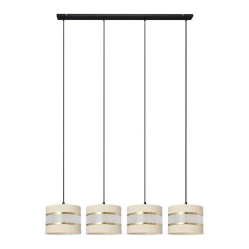 Hanglamp aan een koord HELEN 4xE27/15W/230V crème/zwart/gouden