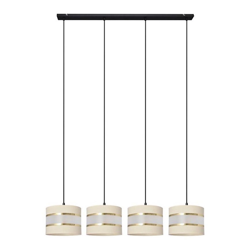Hanglamp aan een koord HELEN 4xE27/15W/230V crème/zwart/gouden