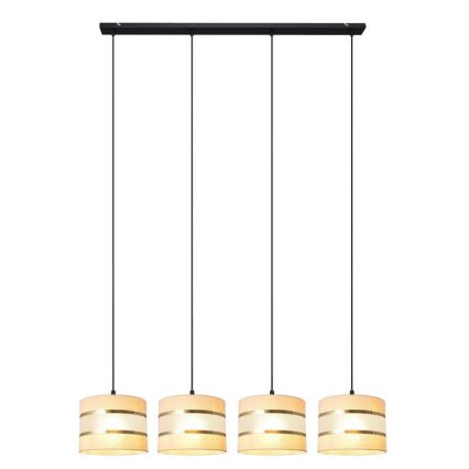 Hanglamp aan een koord HELEN 4xE27/15W/230V crème/zwart/gouden