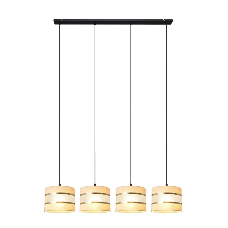 Hanglamp aan een koord HELEN 4xE27/15W/230V crème/zwart/gouden