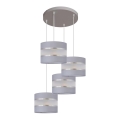 Hanglamp aan een koord HELEN 4xE27/15W/230V grijs/zilver
