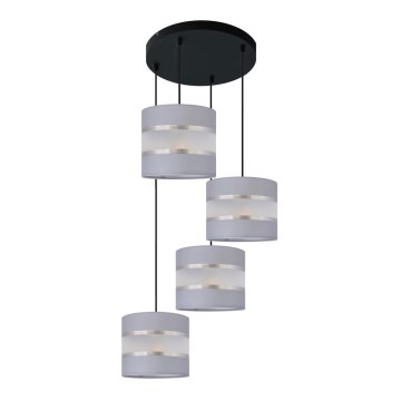 Hanglamp aan een koord HELEN 4xE27/15W/230V grijs/zwart