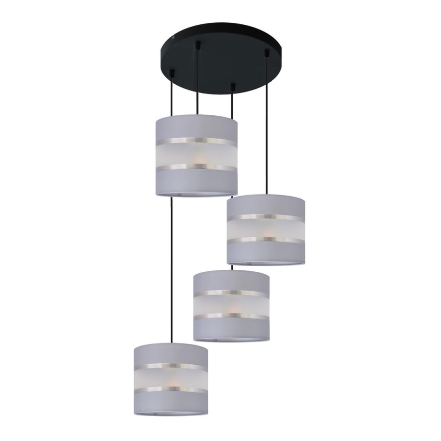Hanglamp aan een koord HELEN 4xE27/15W/230V grijs/zwart
