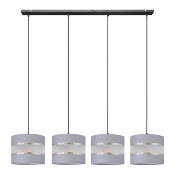 Hanglamp aan een koord HELEN 4xE27/15W/230V grijs/zwart