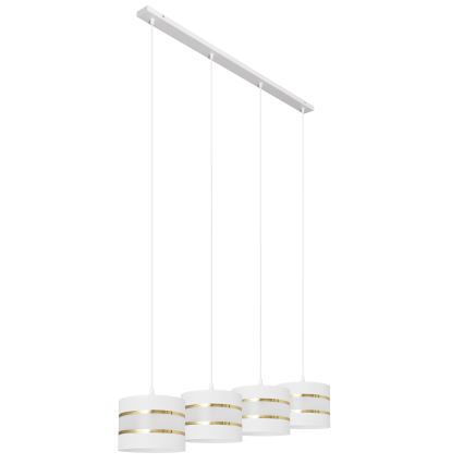 Hanglamp aan een koord HELEN 4xE27/15W/230V wit/gouden
