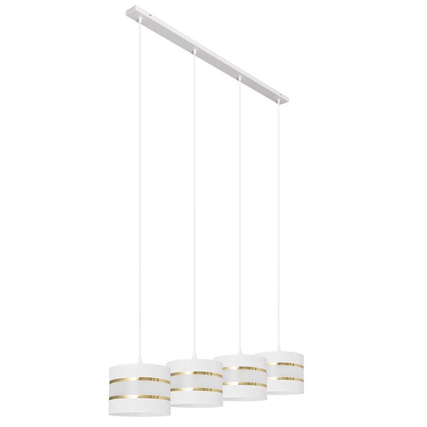 Hanglamp aan een koord HELEN 4xE27/15W/230V wit/gouden