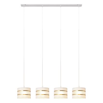 Hanglamp aan een koord HELEN 4xE27/15W/230V wit/gouden