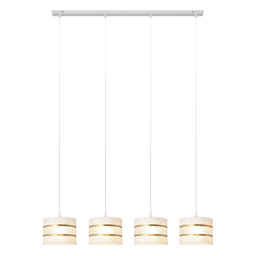 Hanglamp aan een koord HELEN 4xE27/15W/230V wit/gouden