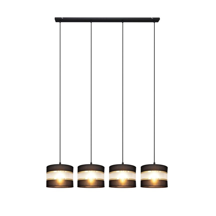 Hanglamp aan een koord HELEN 4xE27/15W/230V zwart/gouden