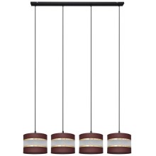 Hanglamp aan een koord HELEN 4xE27/60W/230V bruin/zwart/gouden