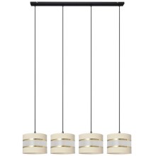 Hanglamp aan een koord HELEN 4xE27/60W/230V crème/zwart/gouden