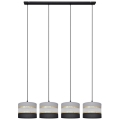 Hanglamp aan een koord HELEN 4xE27/60W/230V zwart/grijs/gouden