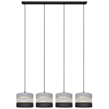 Hanglamp aan een koord HELEN 4xE27/60W/230V zwart/grijs/gouden