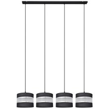 Hanglamp aan een koord HELEN 4xE27/60W/230V zwart/zilver