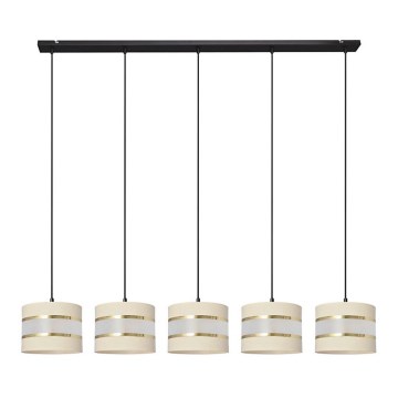 Hanglamp aan een koord HELEN 5xE27/15W/230V crème/zwart/gouden