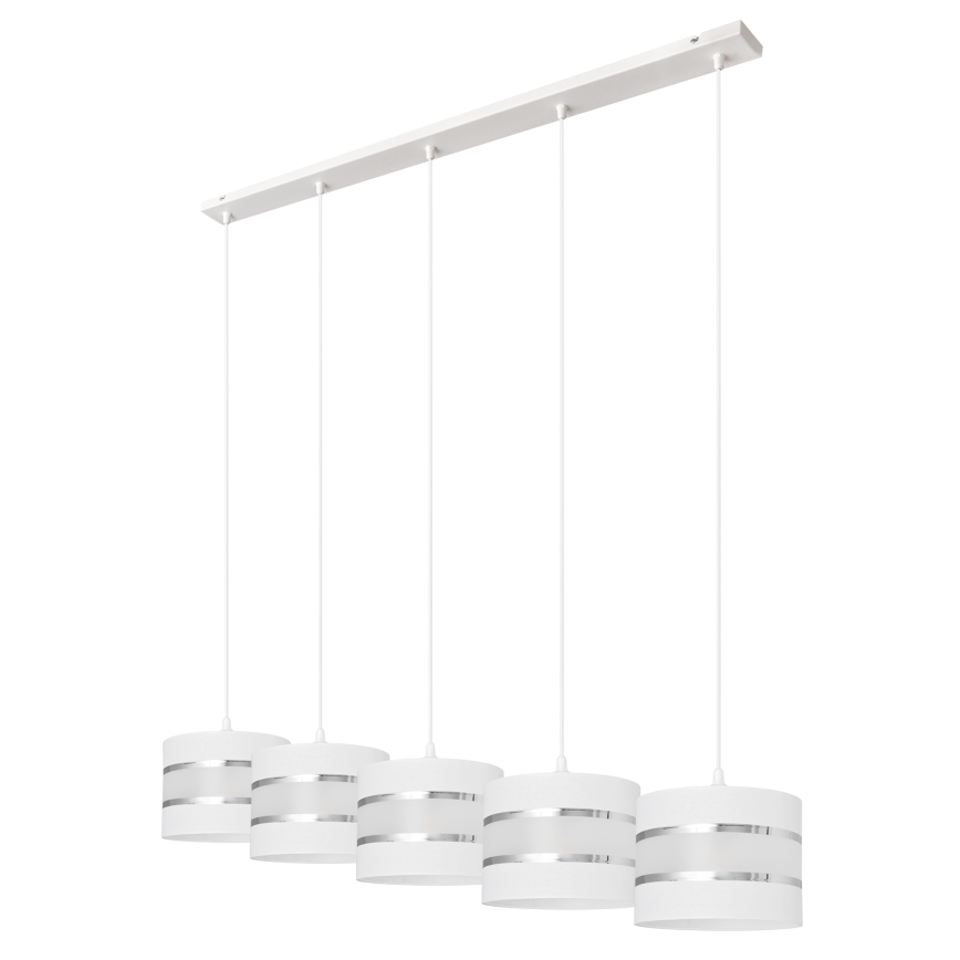 Hanglamp aan een koord HELEN 5xE27/15W/230V wit