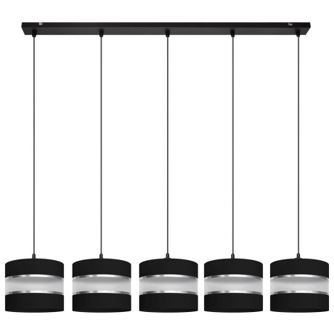 Hanglamp aan een koord HELEN 5xE27/60W/230V zwart/zilver