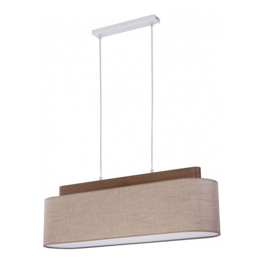 Hanglamp aan een koord HELENA 4xE27/60W/230V beige/bruin