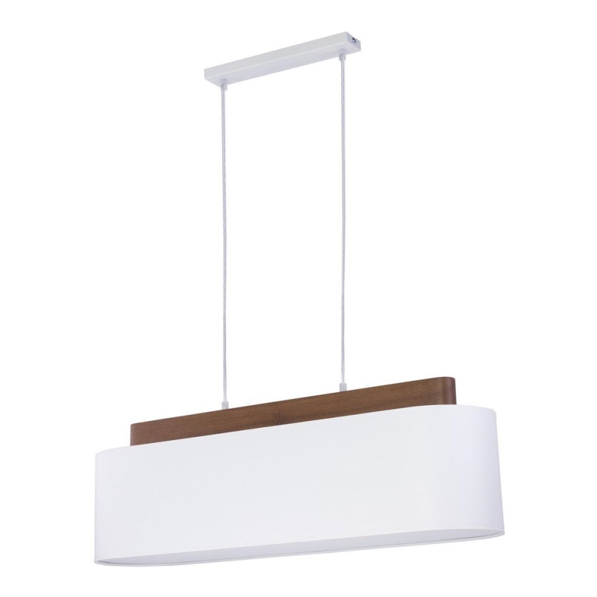 Hanglamp aan een koord HELENA 4xE27/60W/230V wit/bruin