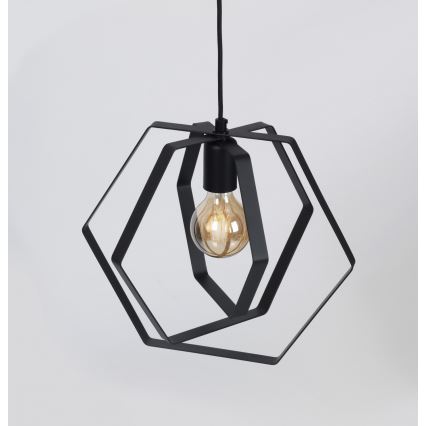 Hanglamp aan een koord HEXAGON 1xE27/60W/230V zwart