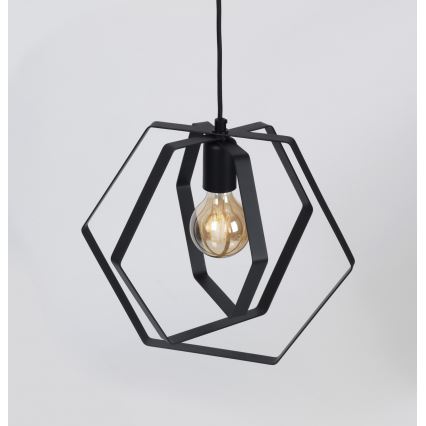 Hanglamp aan een koord HEXAGON 3xE27/60W/230V zwart rond