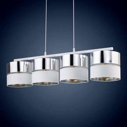 Hanglamp aan een koord HILTON 4xE27/15W/230V wit/chroom
