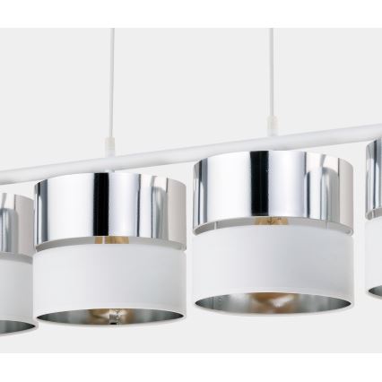 Hanglamp aan een koord HILTON 4xE27/15W/230V wit/chroom