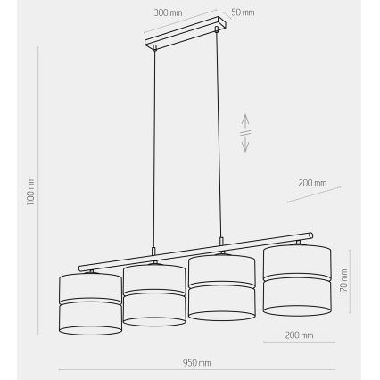 Hanglamp aan een koord HILTON 4xE27/15W/230V wit/chroom