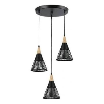 Hanglamp aan een koord HIRA 3xE27/60W/230V diameter 40 cm zwart