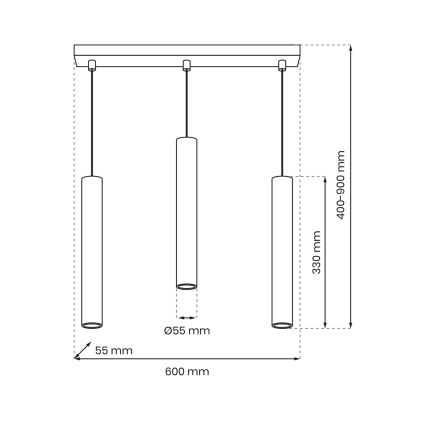 Hanglamp aan een koord HUDSON 3xGU10/8W/230V wit