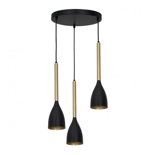 Hanglamp aan een koord ISTAPPAR 3xE27/60W/230V zwart/gouden