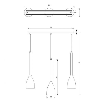 Hanglamp aan een koord ISTAPPAR 3xE27/60W/230V zwart