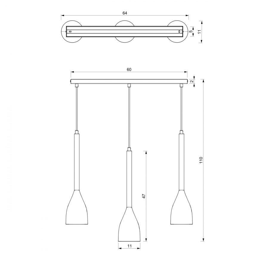 Hanglamp aan een koord ISTAPPAR 3xE27/60W/230V zwart