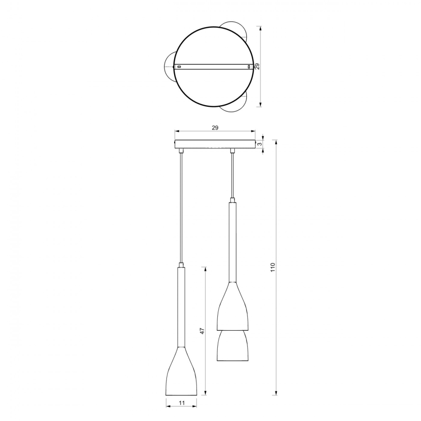 Hanglamp aan een koord ISTAPPAR 3xE27/60W/230V zwart