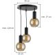 Hanglamp aan een koord JANTAR BLACK 3xE27/60W/230V diameter 30 cm