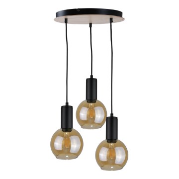 Hanglamp aan een koord JANTAR WOOD 3xE27/60W/230V diameter 30 cm