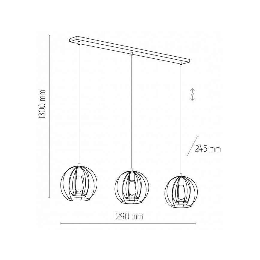 Hanglamp aan een koord JAULA 3xE27/60W/230V