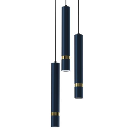 Hanglamp aan een koord JOKER 3xGU10/8W/230V blauw/goud