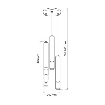 Hanglamp aan een koord JOKER 3xGU10/8W/230V wit/glanzend chroom 