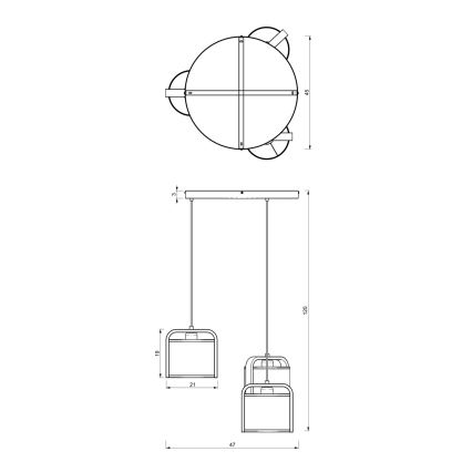 Hanglamp aan een koord JONKO 3xE27/60W/230V