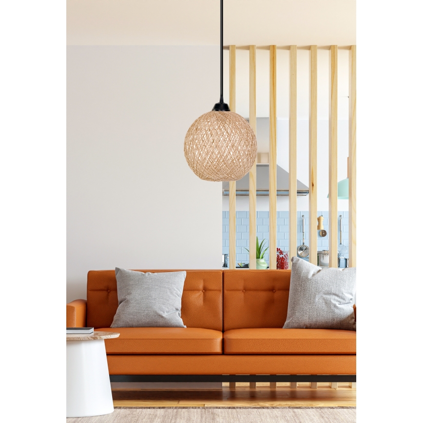 Hanglamp aan een koord JUTE 1xE27/60W/230V beige
