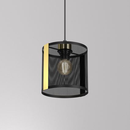 Hanglamp aan een koord KAGA 1xE27/60W/230V zwart/gouden