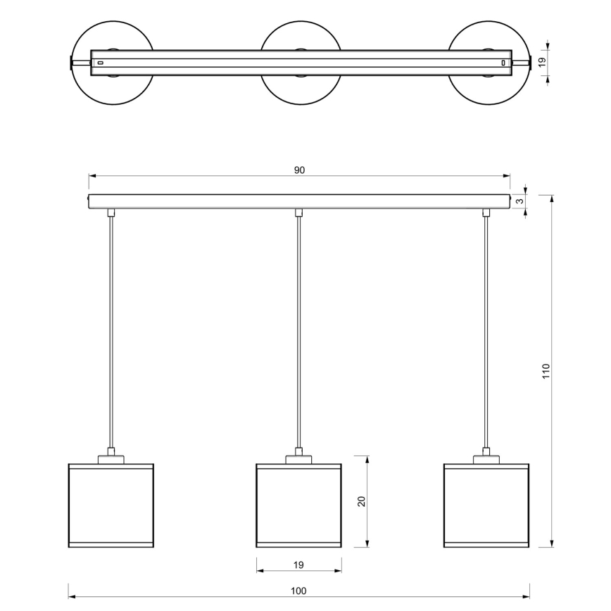 Hanglamp aan een koord KAGA 3xE27/60W/230V zwart/gouden
